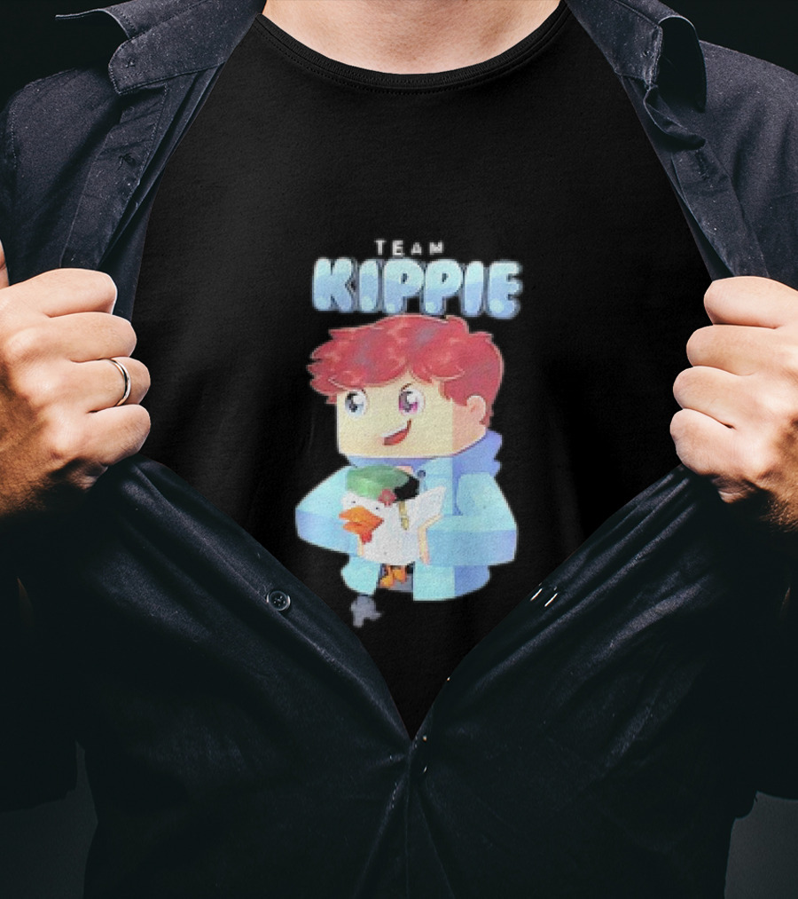 Team Kippie Cartoon Pixel Art Character With Pet Chicken T-Shirt