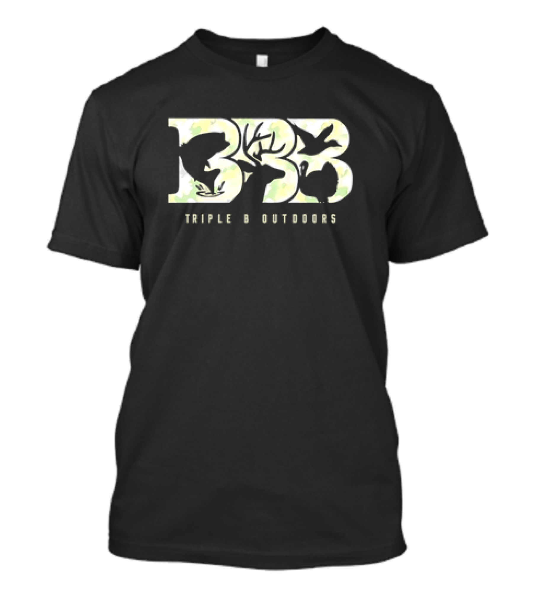 Triple B Outdoors Green Camo Deer Fish Duck Turkey Retro T-Shirt
