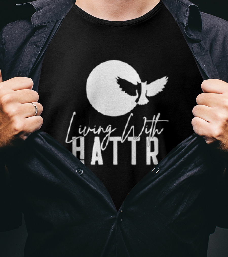 Living With Hattr Owl Moon Retro T-Shirt