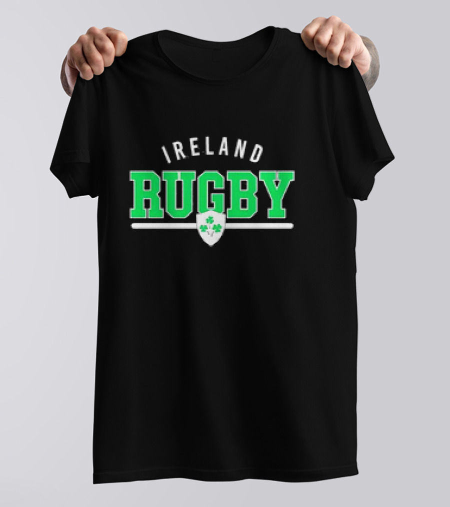 Ireland Rugby Wordmark Nations Supersoft Logo Shamrock Shield T-Shirt
