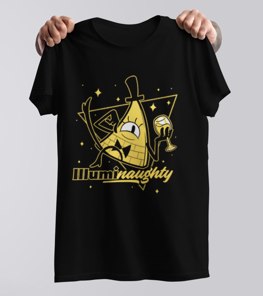 Illuminaughty Naughty Bill Cipher With Drink And Stars T-Shirt