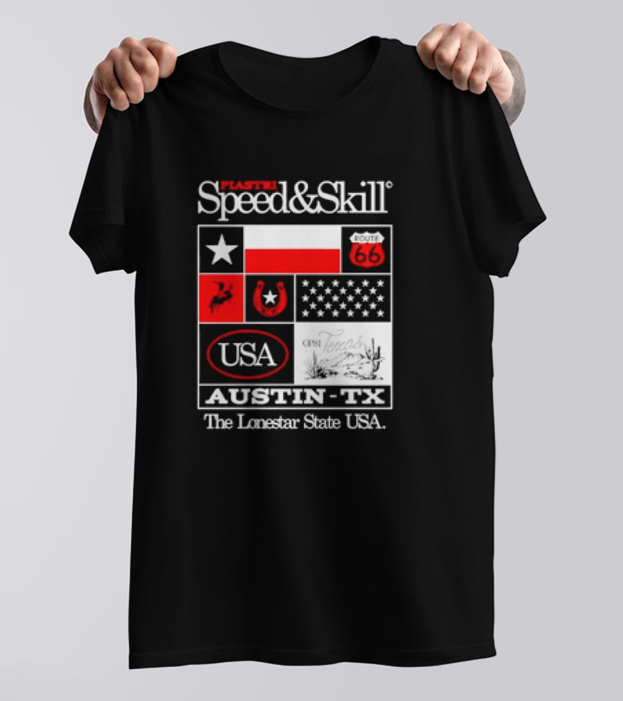 Plastr Speed And Skill Op81 Texas Route 66 Austin The Lonestar State USA T-Shirt