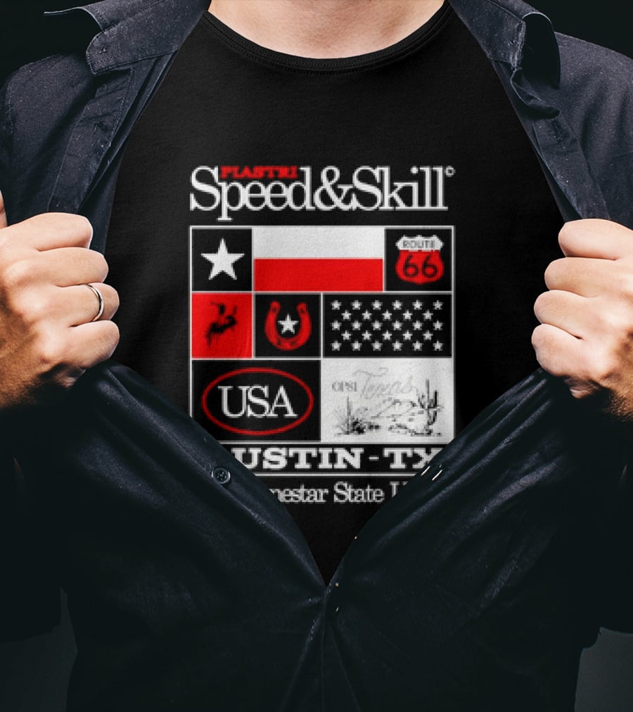 Plastr Speed And Skill Op81 Texas Route 66 Austin The Lonestar State USA T-Shirt