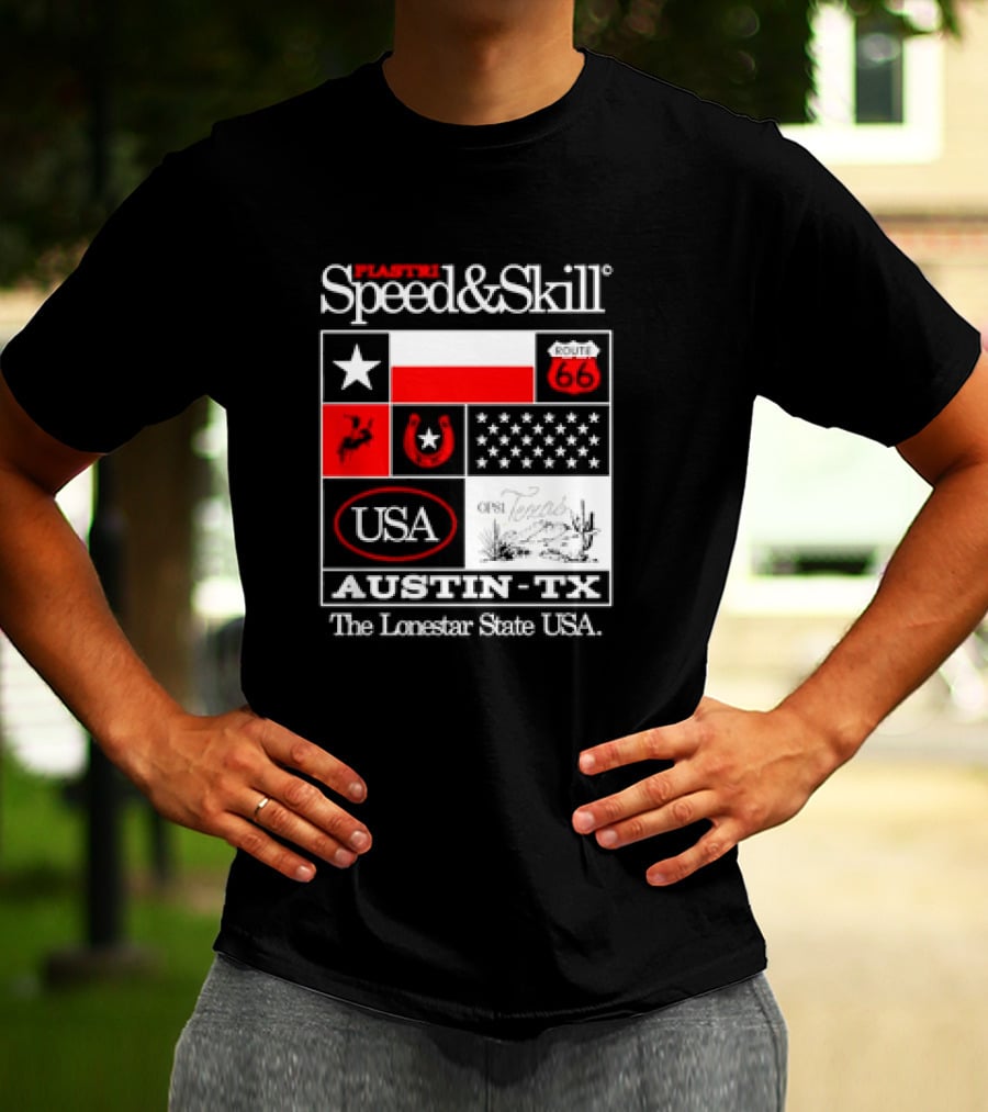 Plastr Speed And Skill Op81 Texas Route 66 Austin The Lonestar State USA T-Shirt