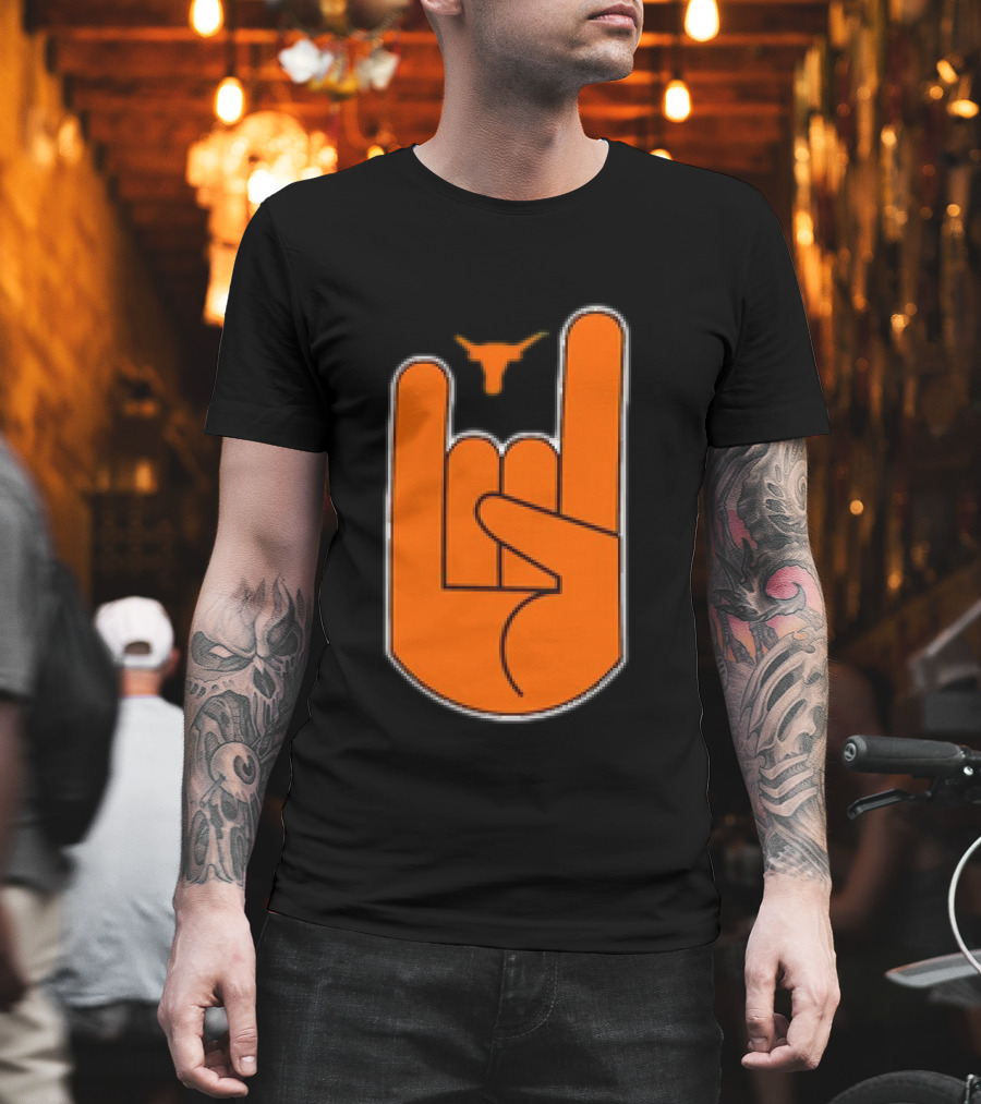 Texas Longhorns Hook ‘Em Hand Gesture With Longhorn T-Shirt