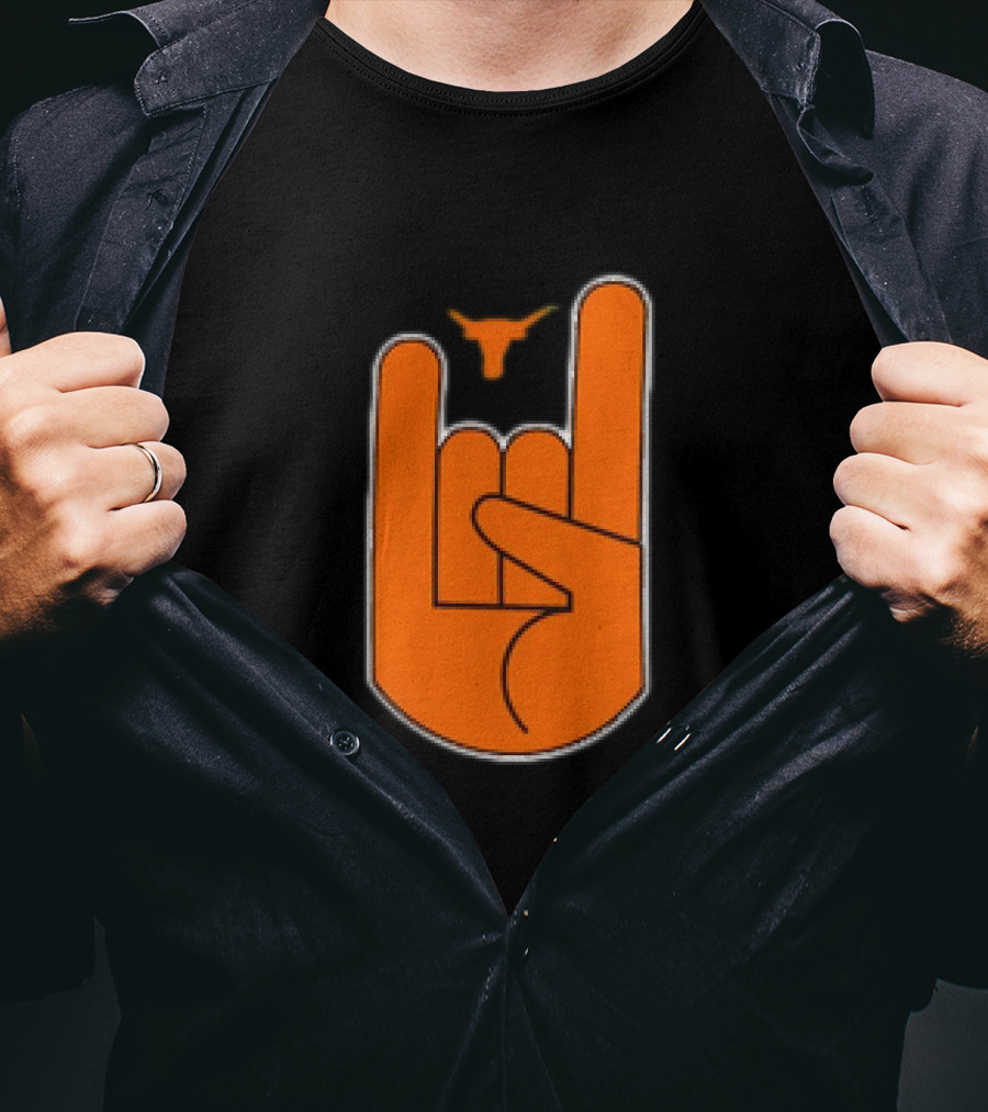 Texas Longhorns Hook ‘Em Hand Gesture With Longhorn T-Shirt