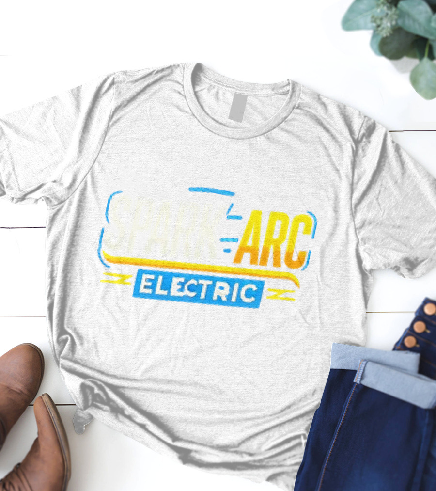 Spark And Arc Electric Bold Yellow And Blue Text T-Shirt