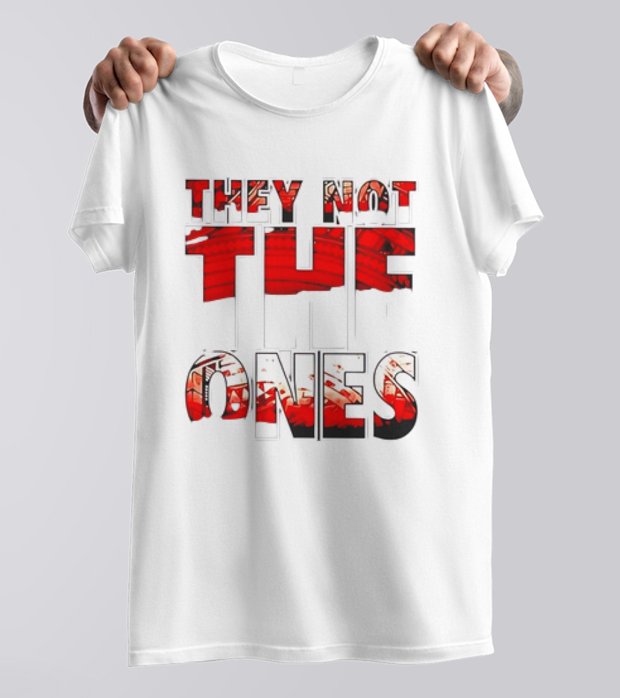 They Not The Ones WWE Red Pattern Text T-Shirt