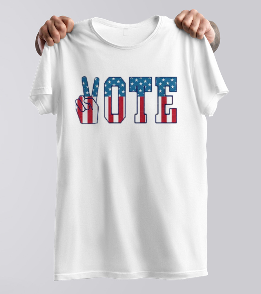 USA Flag Hand Gesture Vote T-Shirt