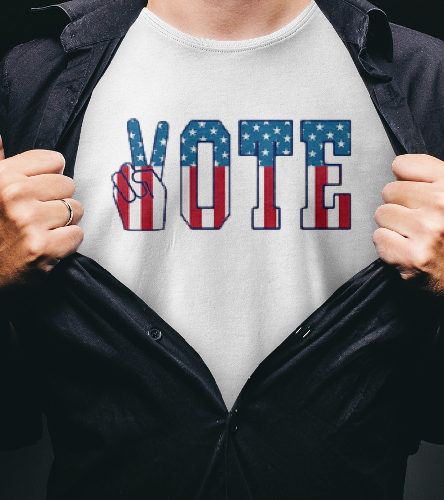 USA Flag Hand Gesture Vote T-Shirt