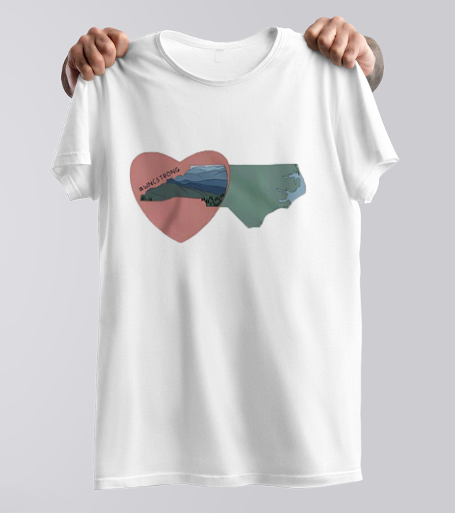 WNC Strong Heart With North Carolina Mountains Map T-Shirt