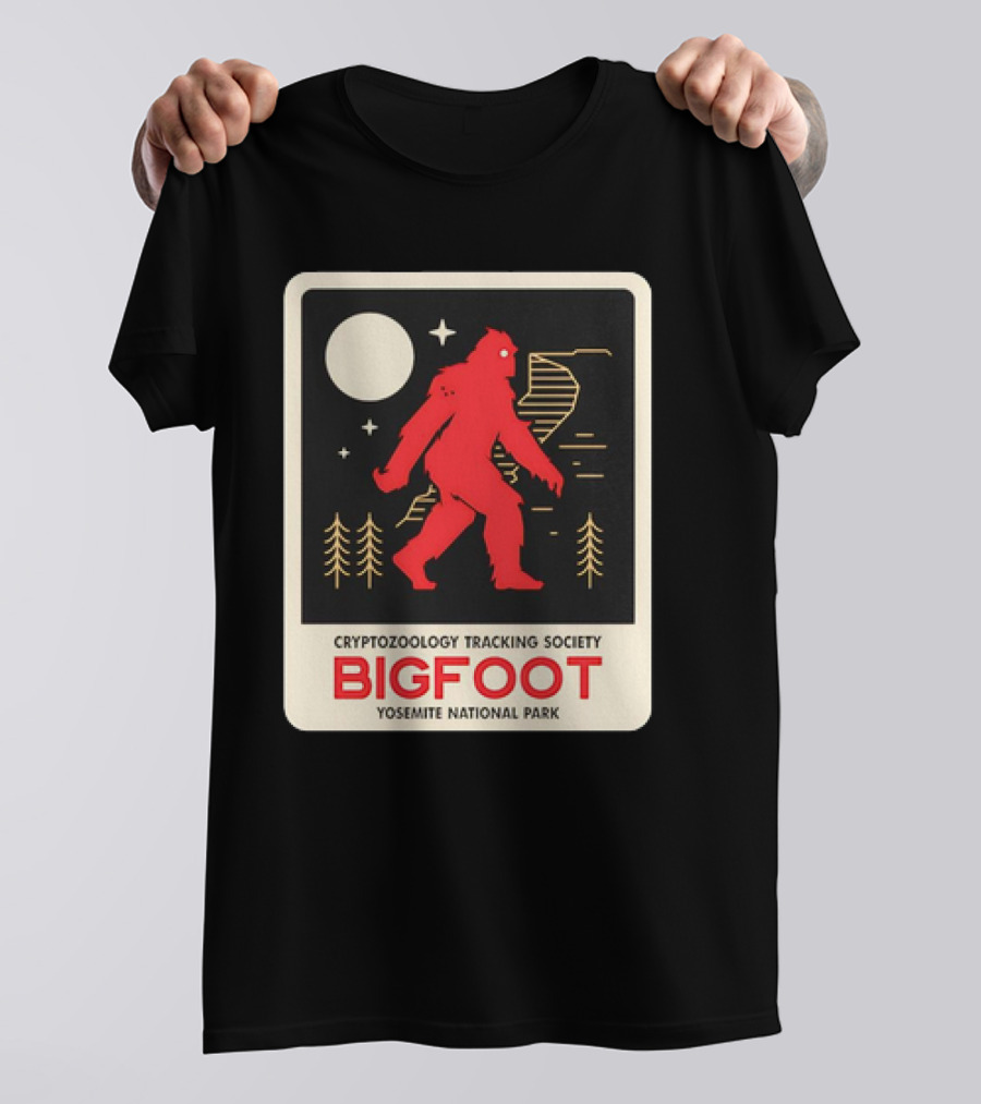 Bigfoot Cryptozoology Tracking Society Moonlit Yosemite National Park T-Shirt