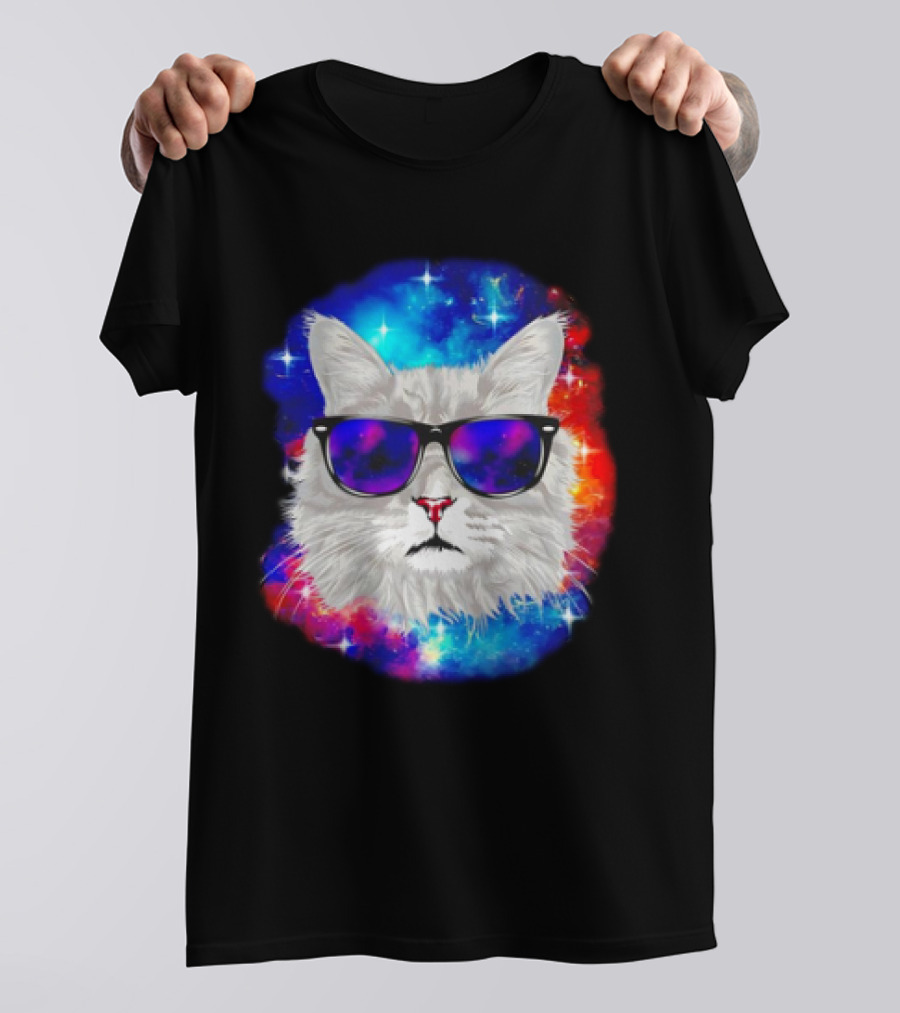 Cool Cat Space Shades Galaxy T-Shirt