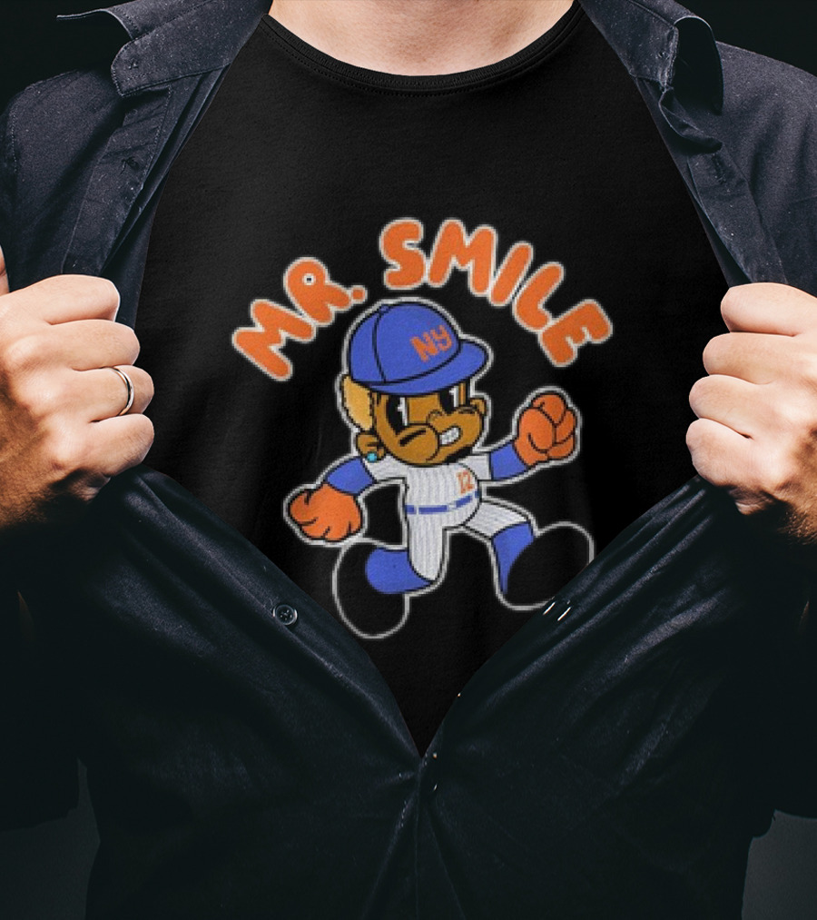 Mr. Smile New York Mets NY Baseball Character T-Shirt