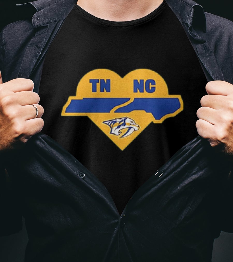 Nashville Predators TN NC Heart Logo Icon With State Outline T-Shirt