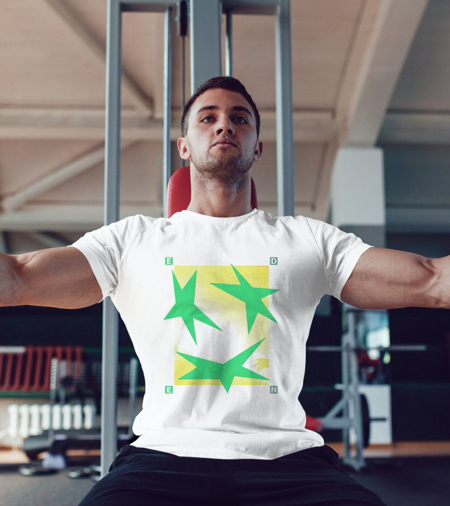 Eden Star Green Tri-Star Design With Yellow Background T-Shirt