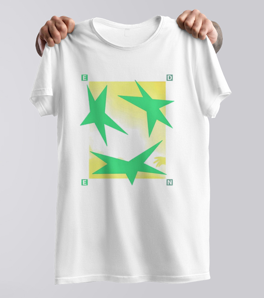 Eden Star Green Tri-Star Design With Yellow Background T-Shirt