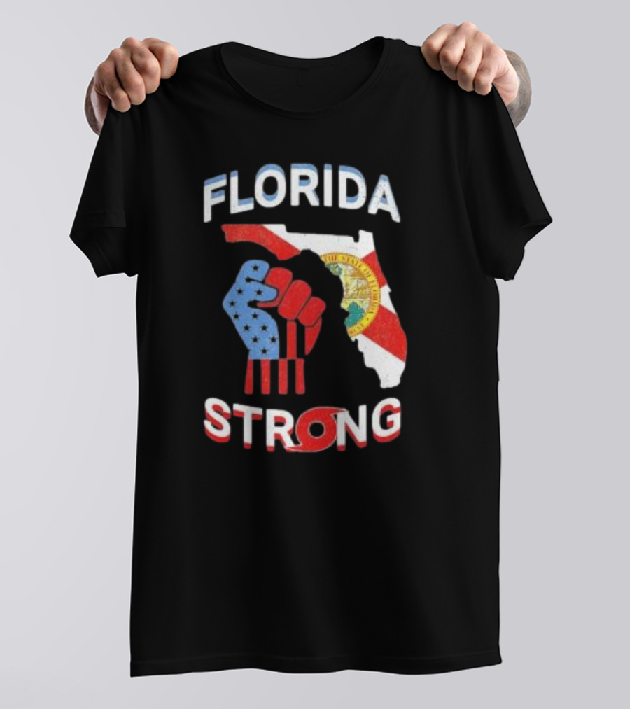 Florida Strong Pride Support Floridians State Flag Fist T-Shirt