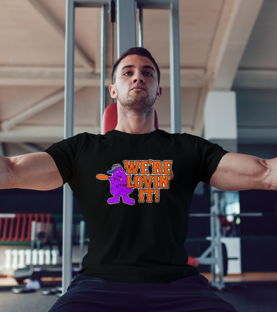 New York Mets LFGM Grimace We're Lovin' It T-Shirt