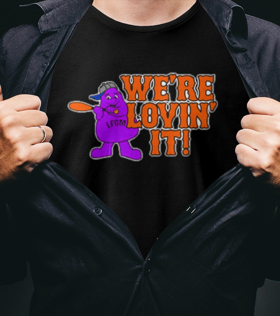 New York Mets LFGM Grimace We're Lovin' It T-Shirt