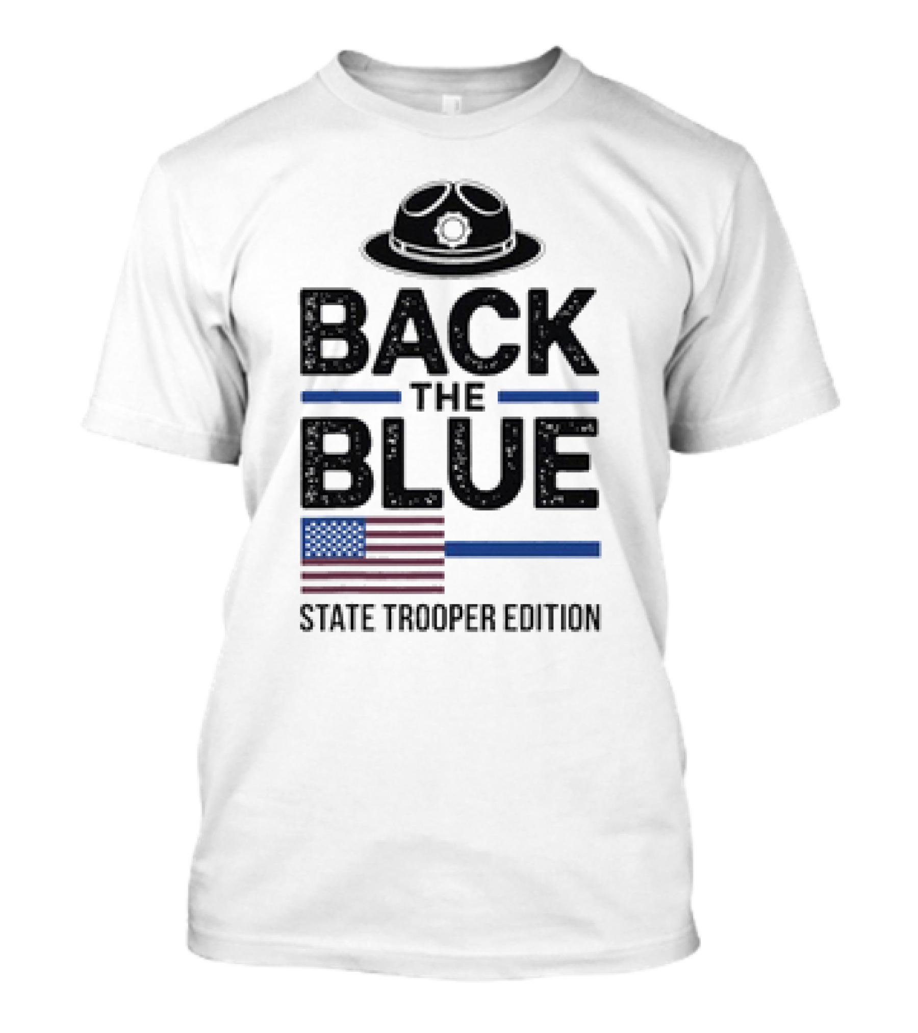 Back The Blue State Trooper Edition Badge Hat And American Flag T-Shirt
