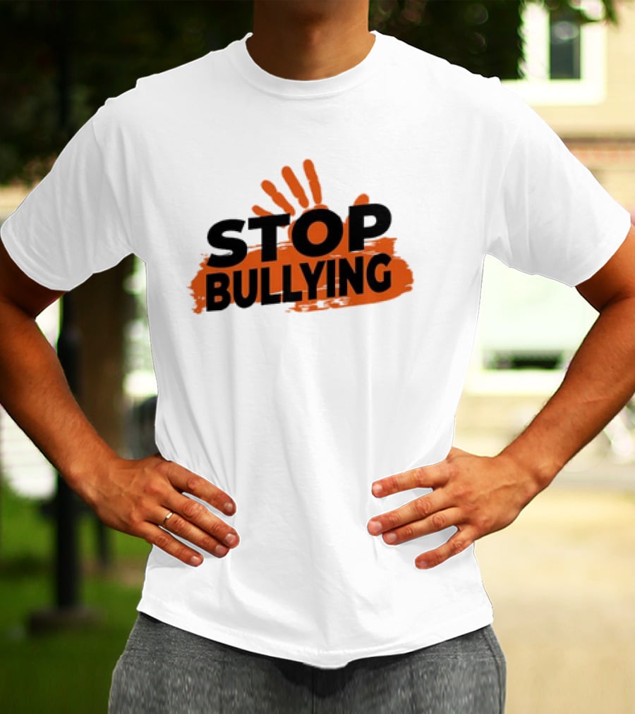 Eudy Stop Bullying Handprint Message T-Shirt