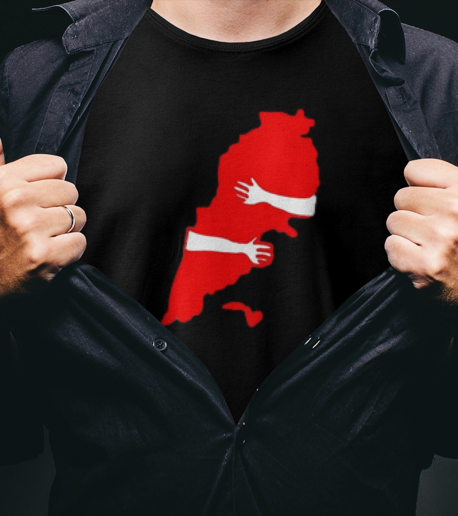 Lebanese Hug Red Map Embrace T-Shirt