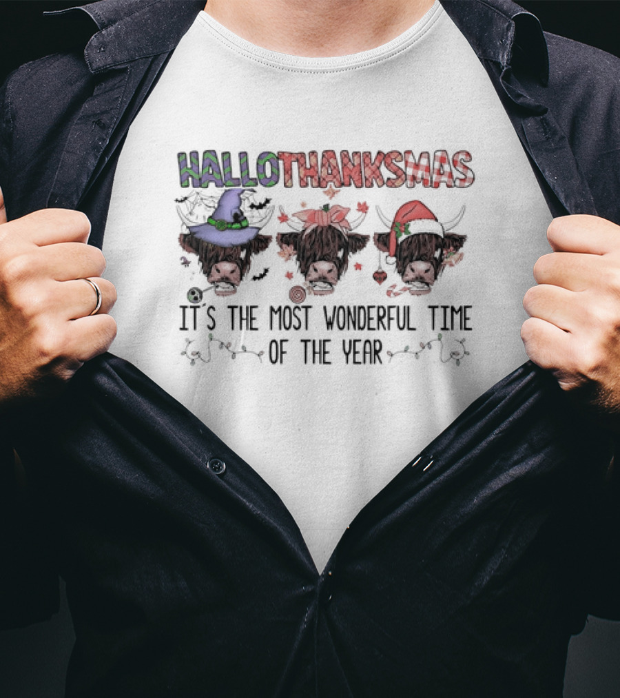 HalloThanksMas Cows It's The Most Wonderful Time Of The Year T-Shirt