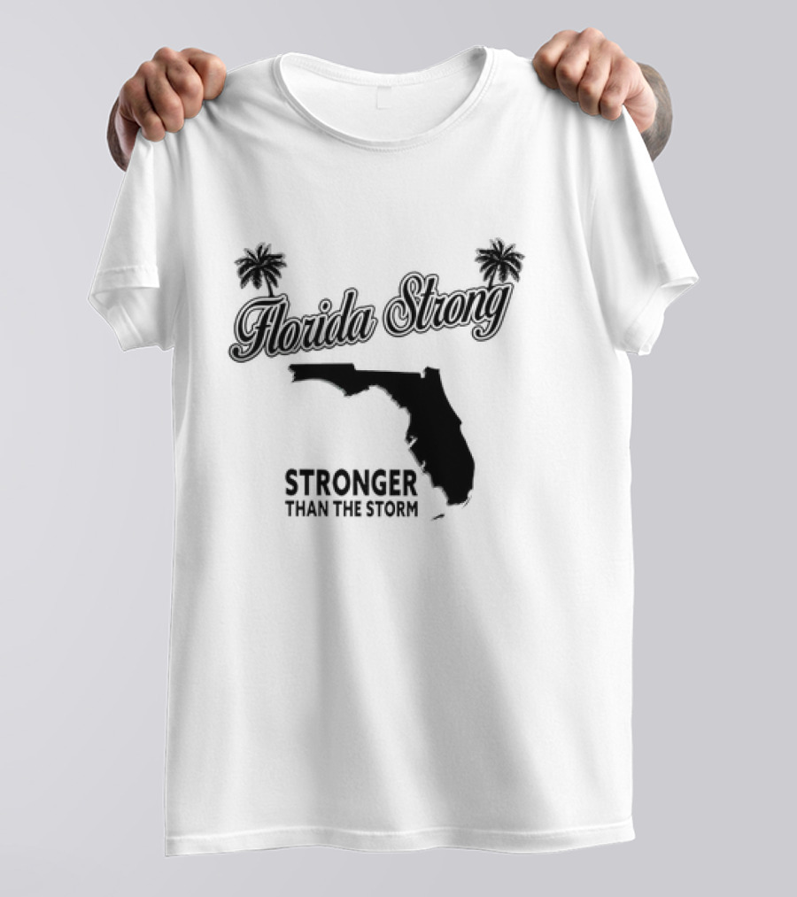 Florida Strong Stronger Than The Storm Map With Palm Trees T-Shirt