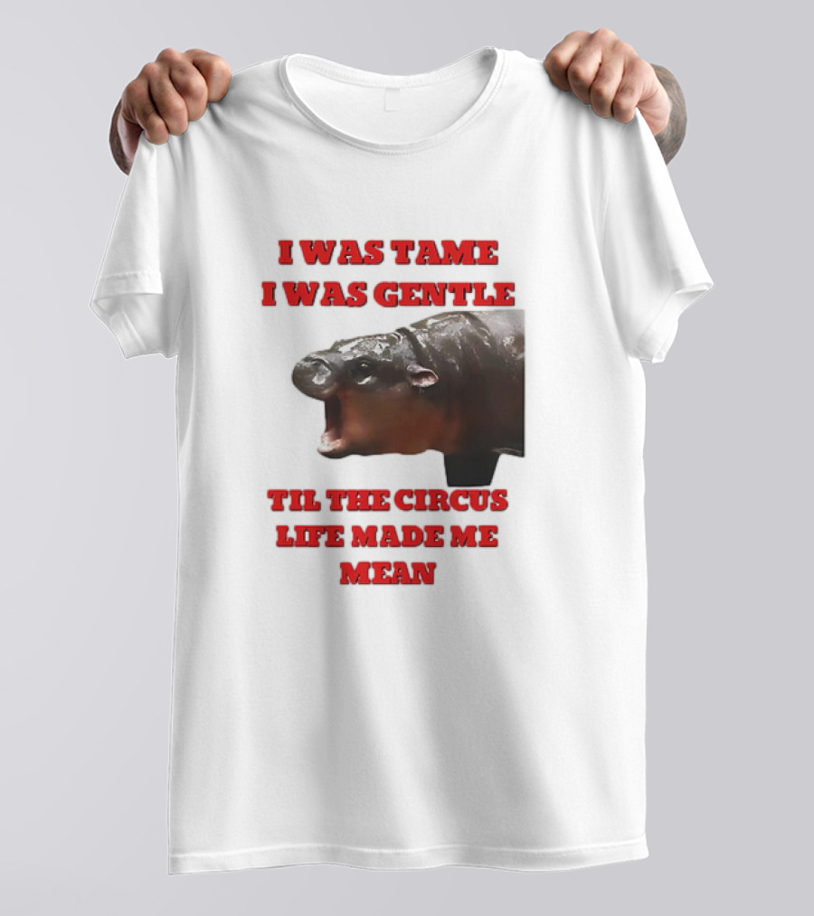 I Was Tame I Was Gentle Til The Circus Life Made Me Mean Roaring Hippopotamus T-Shirt
