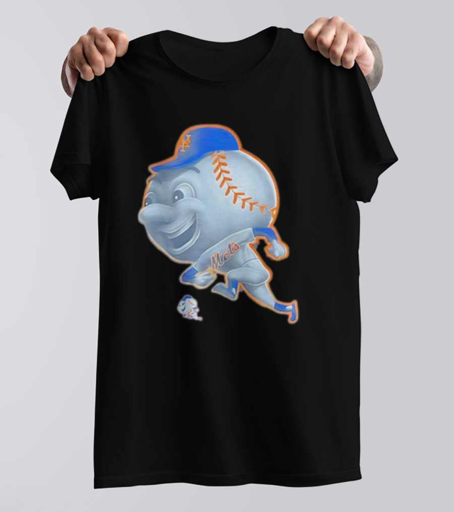 New York Mets Mr. Met Mascot In Baseball Cap And Uniform T-Shirt