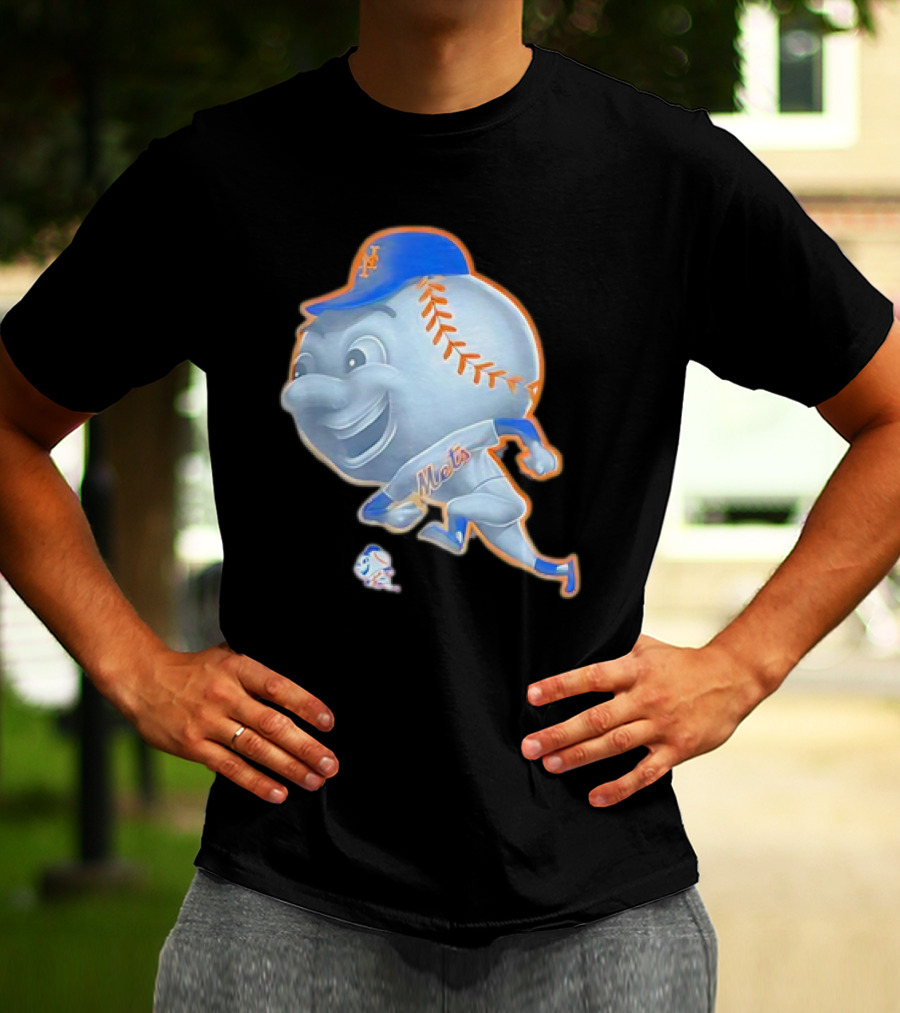 New York Mets Mr. Met Mascot In Baseball Cap And Uniform T-Shirt