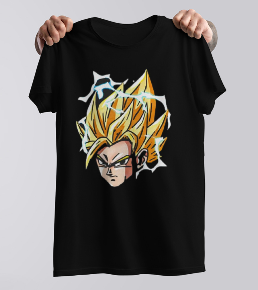 Son Goku Super Saiyan Dragon Ball Z Lightning Aura Face T-Shirt