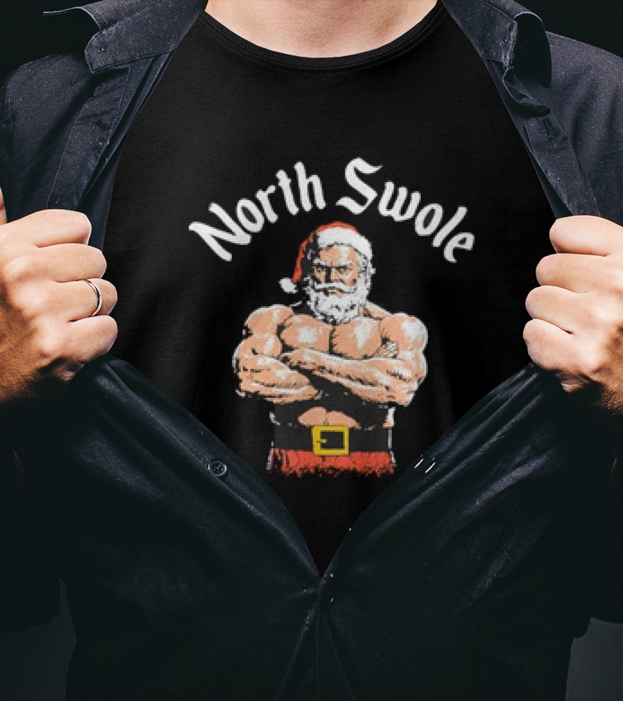 North Swole Santa Christmas Bodybuilding Holiday T-Shirt