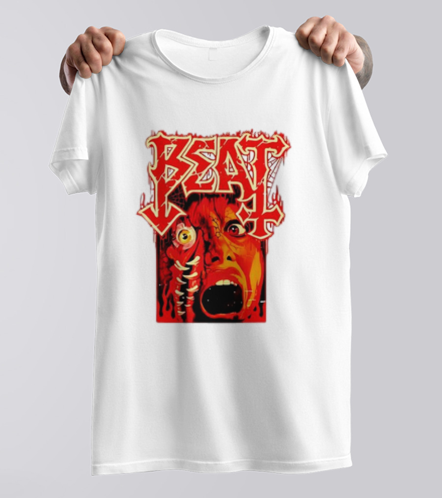 Beat Mutation Horror Zombie Face With Screaming Expression T-Shirt