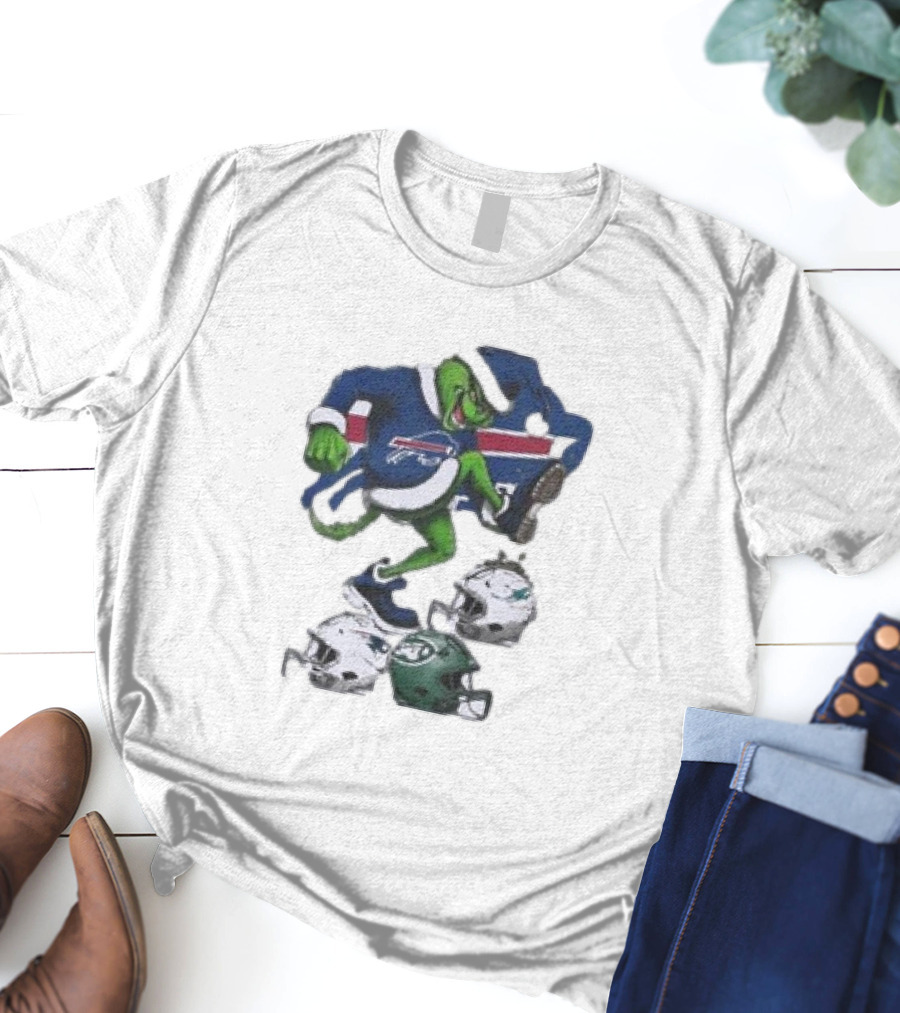 Christmas Grinch Buffalo Bills Stomp Helmets NFL Teams T-Shirt