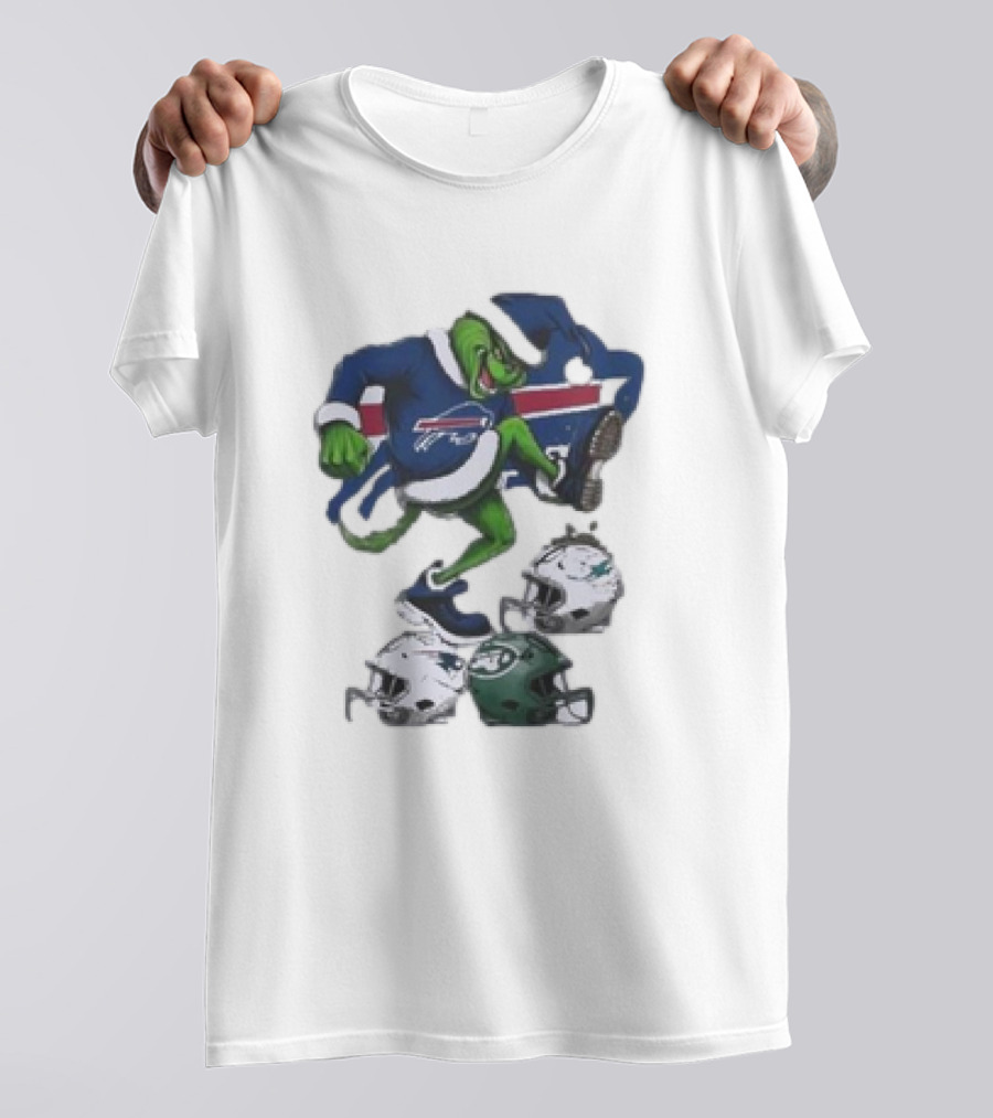 Christmas Grinch Buffalo Bills Stomp Helmets NFL Teams T-Shirt