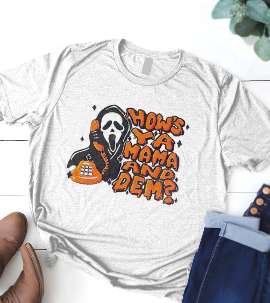 Ghostface How's Ya Mama And Dem Phone Call Retro 90s Horror T-Shirt