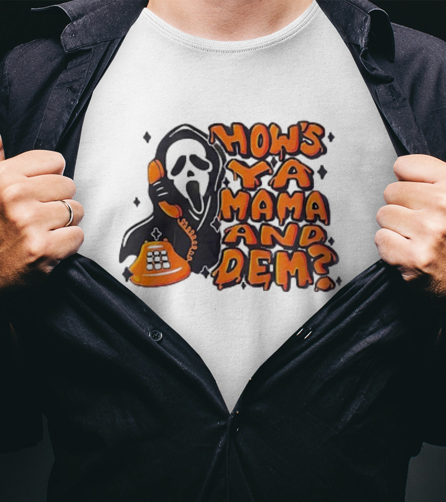Ghostface How's Ya Mama And Dem Phone Call Retro 90s Horror T-Shirt