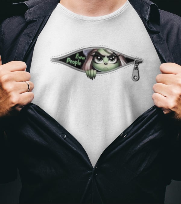 Eww People Girly Grinch Zipper Funny Christmas Movie T-Shirt