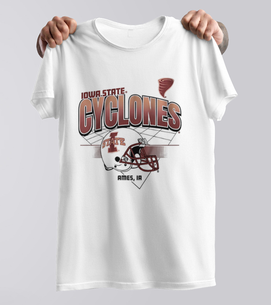 Iowa State Cyclones Ames Helmet Grid Tornado Vintage T-Shirt