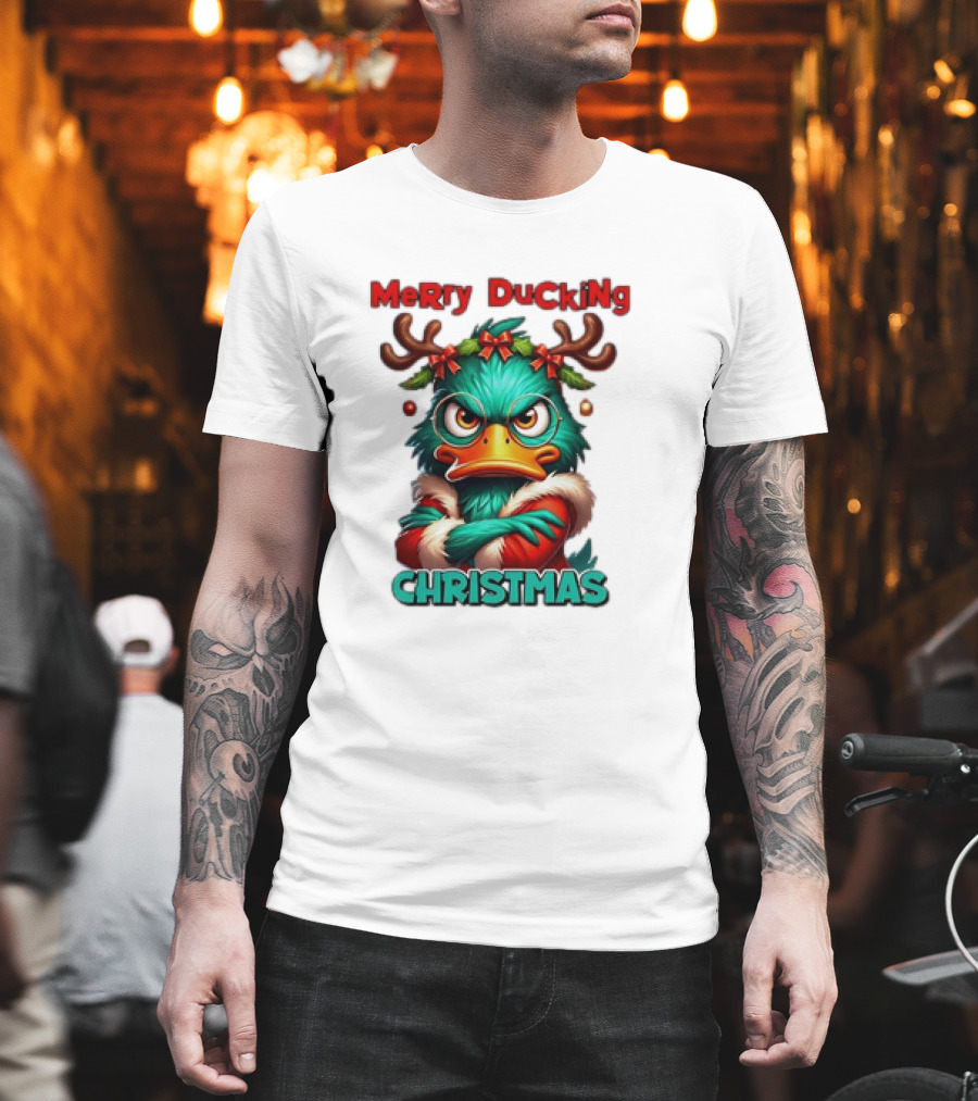 Merry Ducking Grumpy Duck Christmas T-Shirt