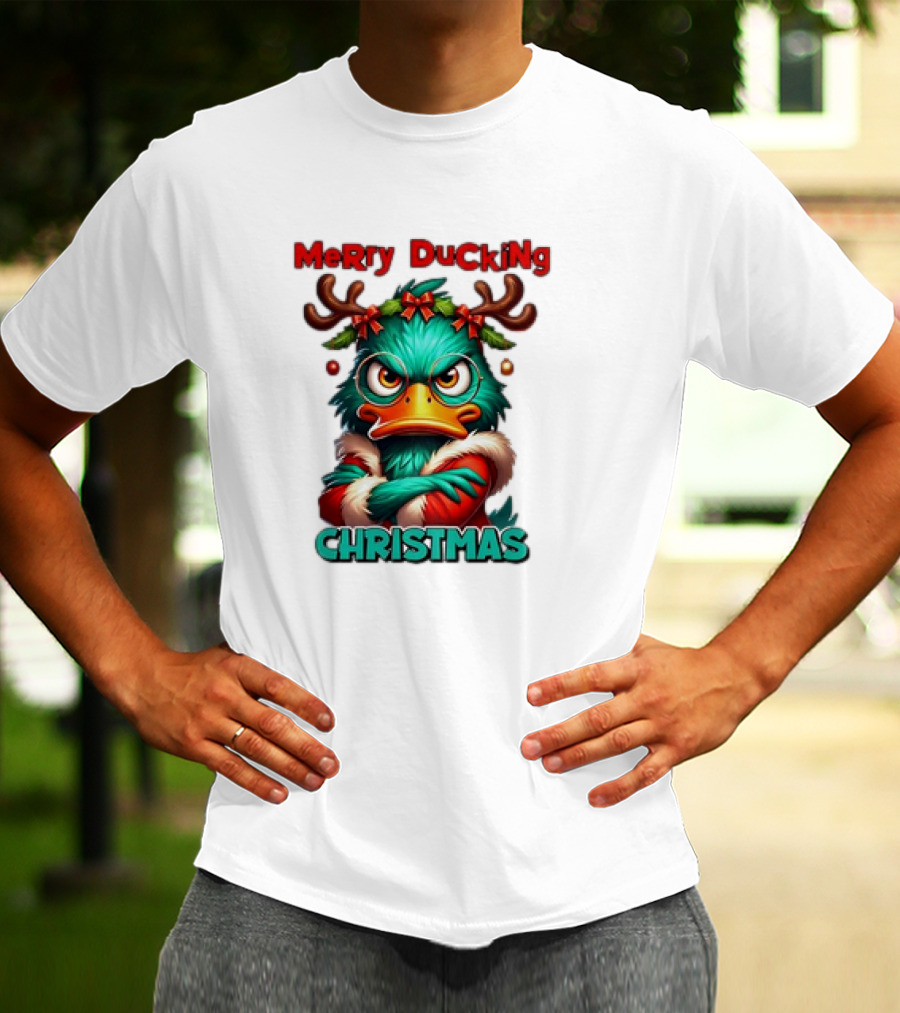 Merry Ducking Grumpy Duck Christmas T-Shirt