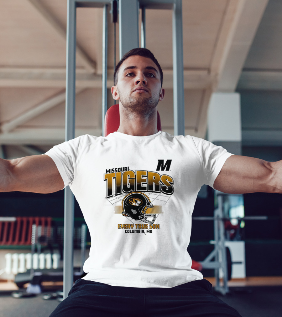 Missouri Tigers Football Helmet Every True Son Columbia MO Vintage T-Shirt