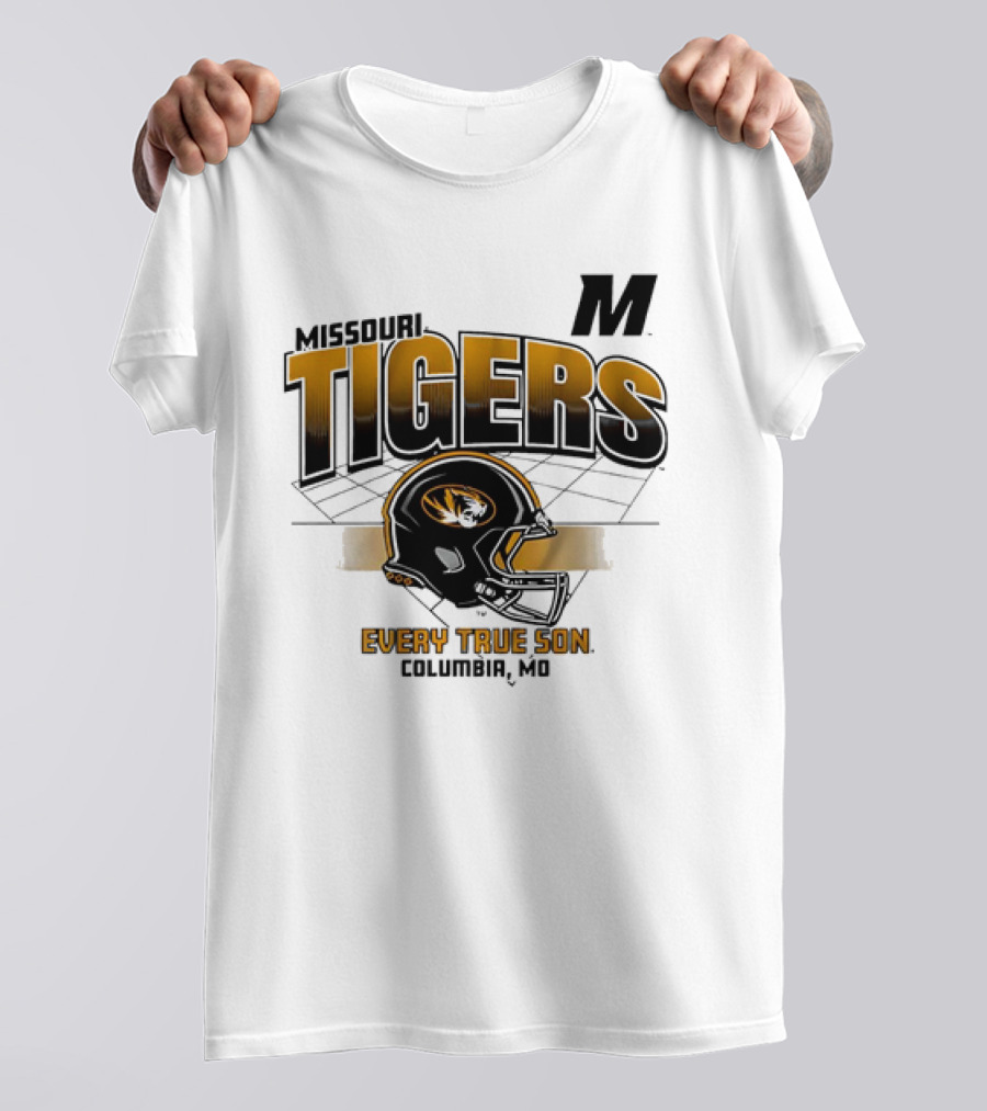 Missouri Tigers Football Helmet Every True Son Columbia MO Vintage T-Shirt