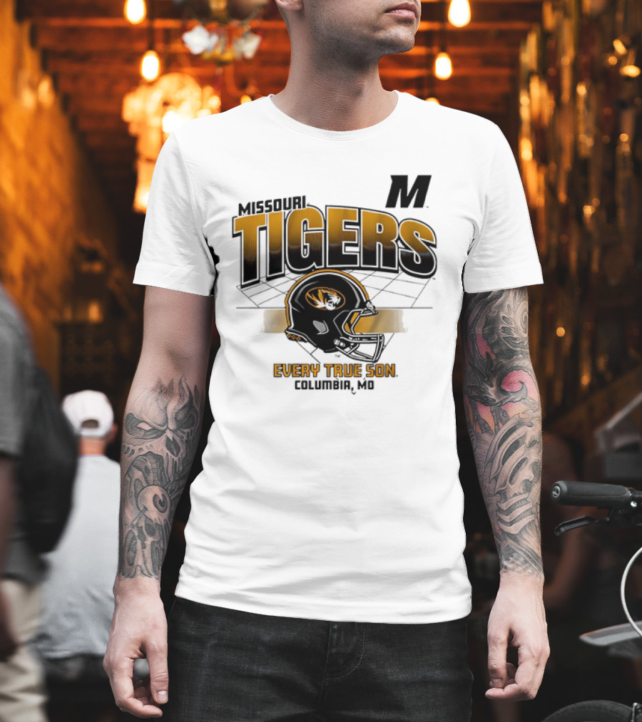 Missouri Tigers Football Helmet Every True Son Columbia MO Vintage T-Shirt