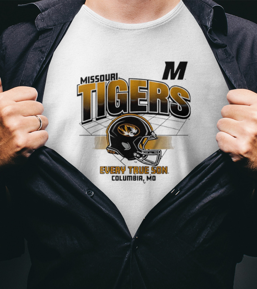 Missouri Tigers Football Helmet Every True Son Columbia MO Vintage T-Shirt