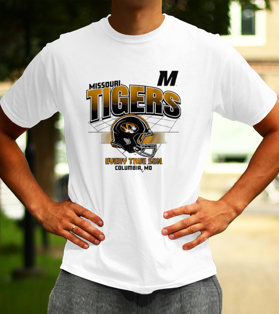 Missouri Tigers Football Helmet Every True Son Columbia MO Vintage T-Shirt