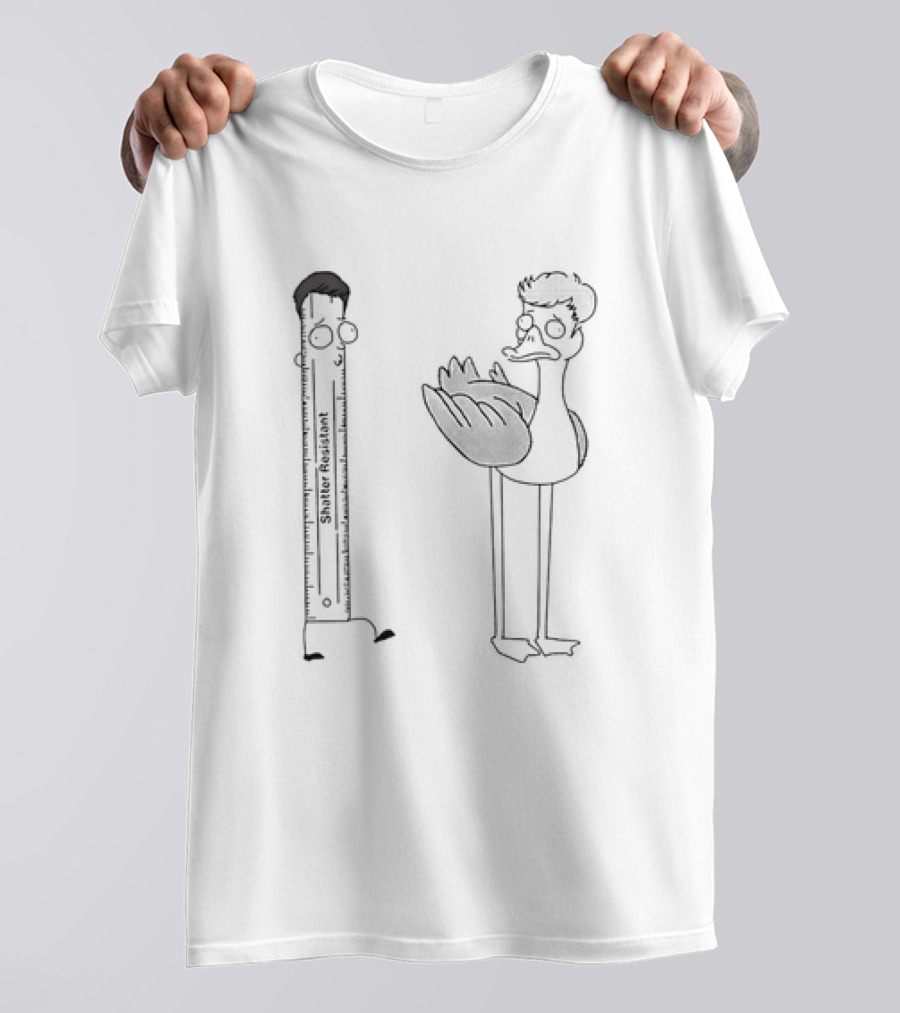 Schumpy And Flapper Shatter Resistant Ruler And Ostrich Character Duo T-Shirt