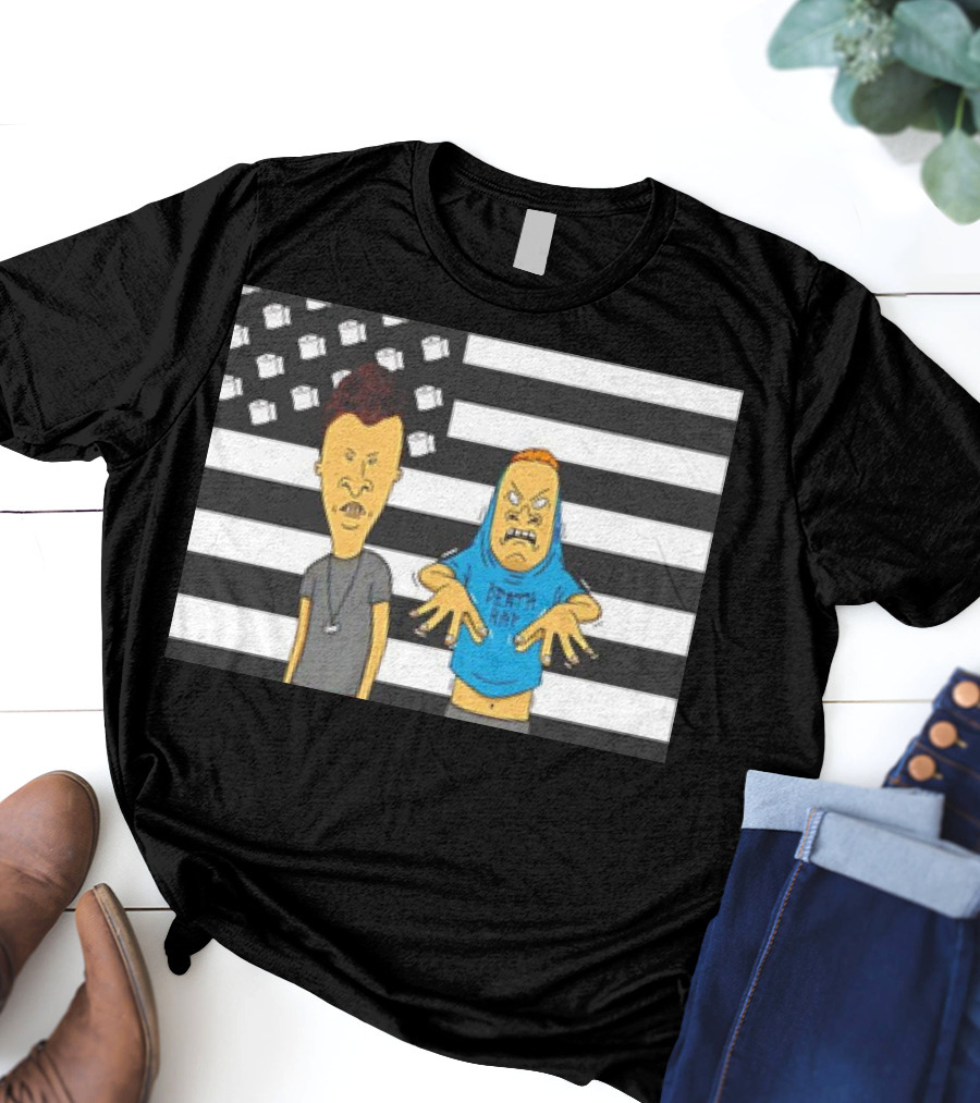 Beavis And Butthead Cornholio Death Rap American Flag T-Shirt